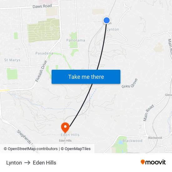 Lynton to Eden Hills map