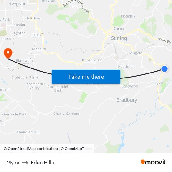 Mylor to Eden Hills map