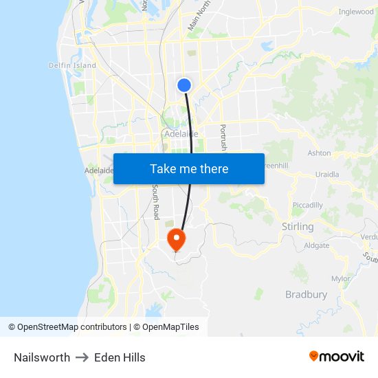 Nailsworth to Eden Hills map