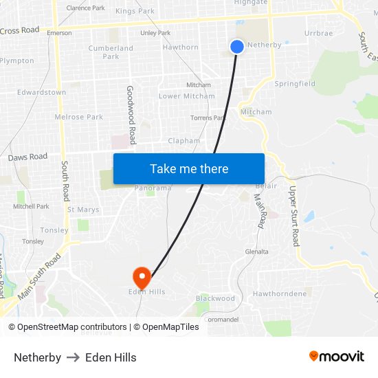 Netherby to Eden Hills map