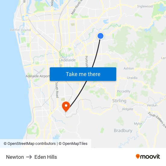 Newton to Eden Hills map