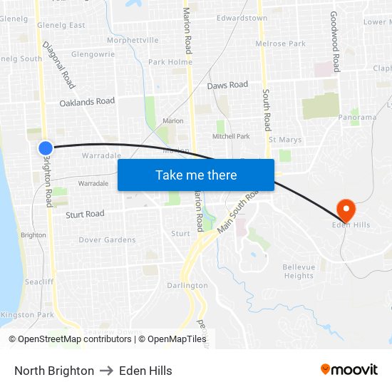 North Brighton to Eden Hills map