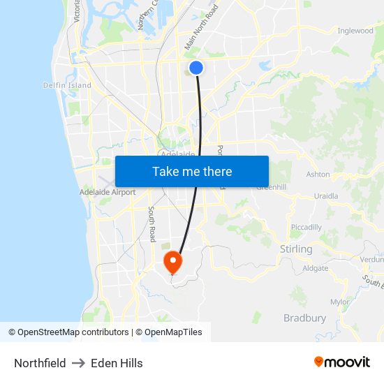 Northfield to Eden Hills map