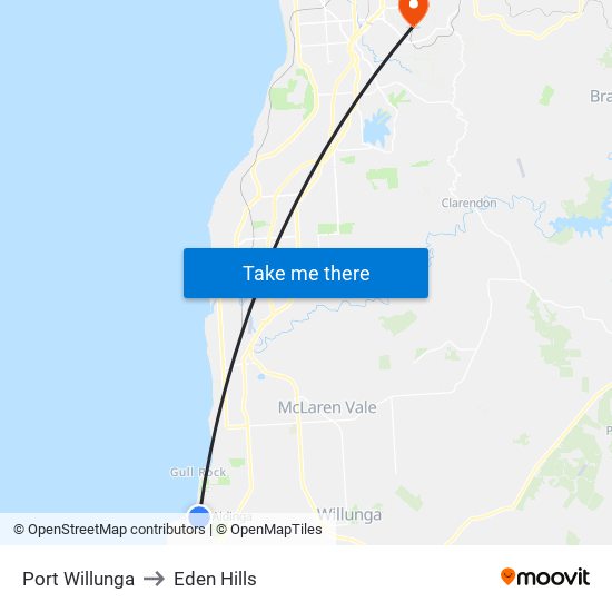 Port Willunga to Eden Hills map