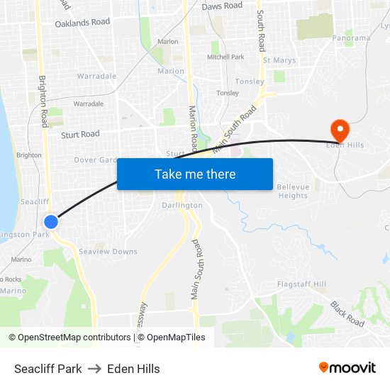 Seacliff Park to Eden Hills map