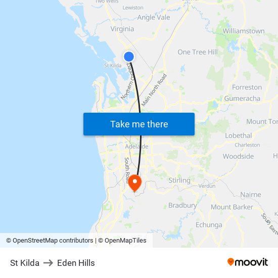 St Kilda to Eden Hills map