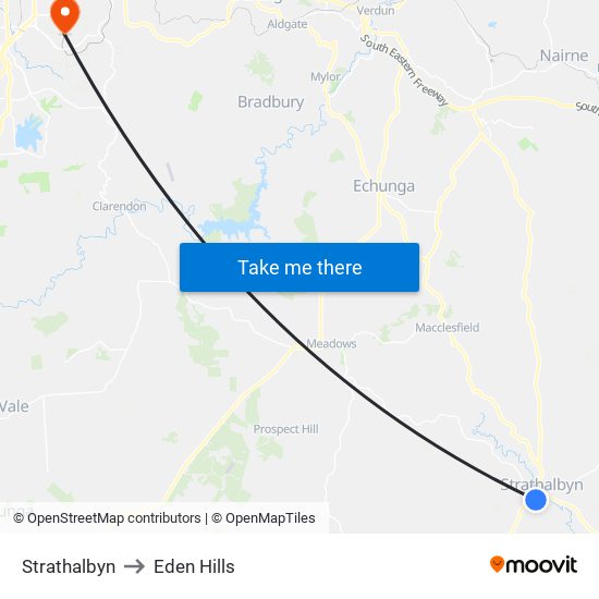 Strathalbyn to Eden Hills map