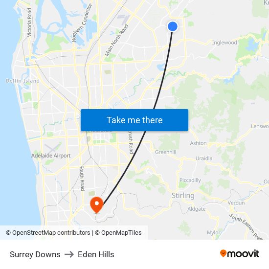 Surrey Downs to Eden Hills map