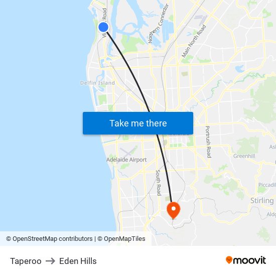 Taperoo to Eden Hills map