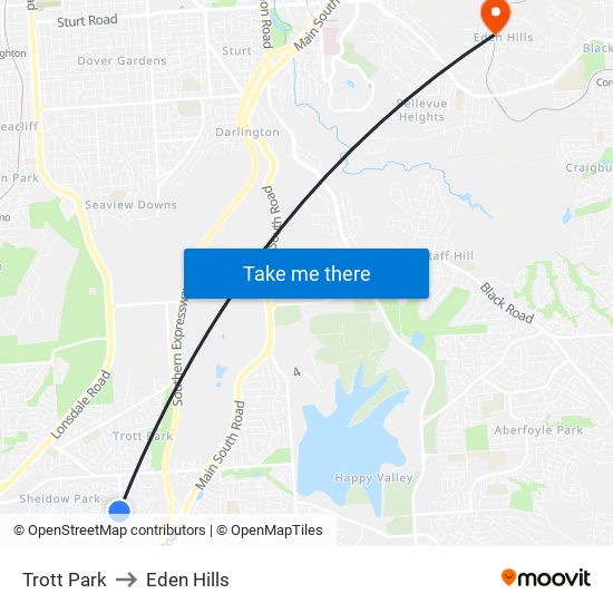 Trott Park to Eden Hills map