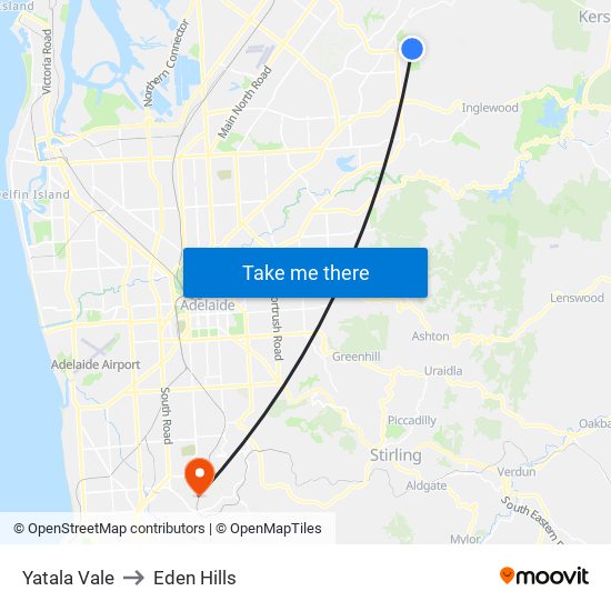 Yatala Vale to Eden Hills map