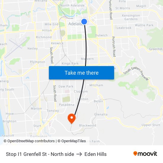 Stop I1 Grenfell St - North side to Eden Hills map