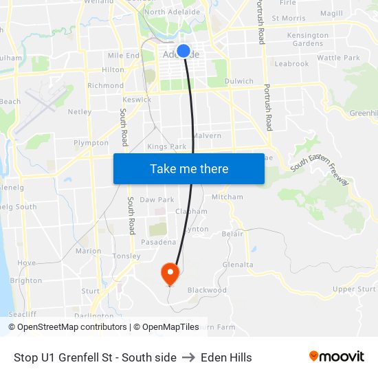 Stop U1 Grenfell St - South side to Eden Hills map