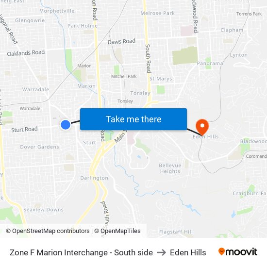 Zone F Marion Interchange - South side to Eden Hills map