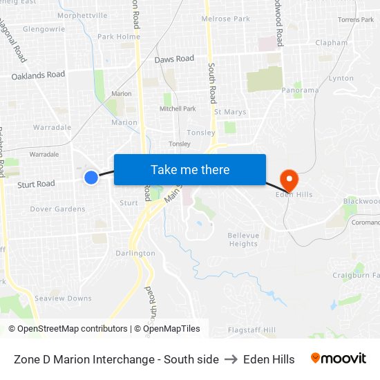 Zone D Marion Interchange - South side to Eden Hills map