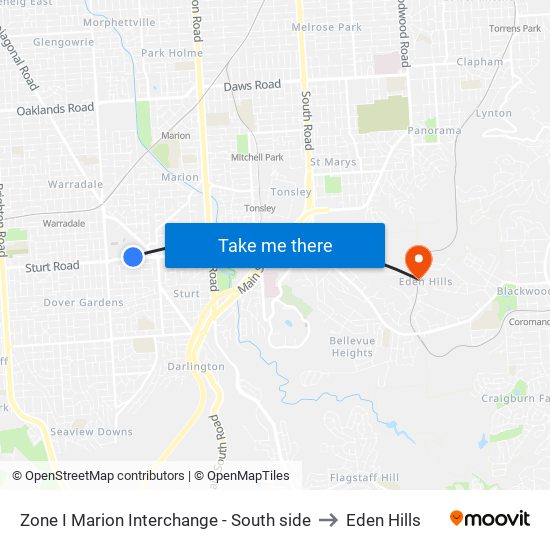 Zone I Marion Interchange - South side to Eden Hills map