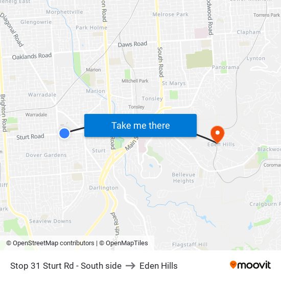 Stop 31 Sturt Rd - South side to Eden Hills map