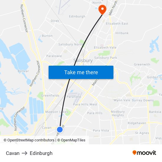 Cavan to Edinburgh map