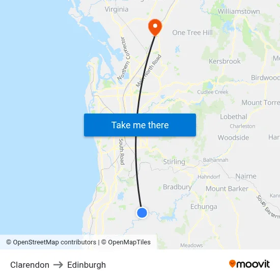 Clarendon to Edinburgh map