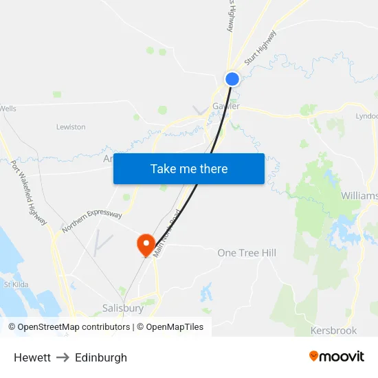 Hewett to Edinburgh map