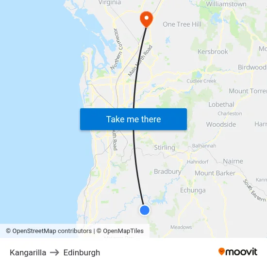 Kangarilla to Edinburgh map
