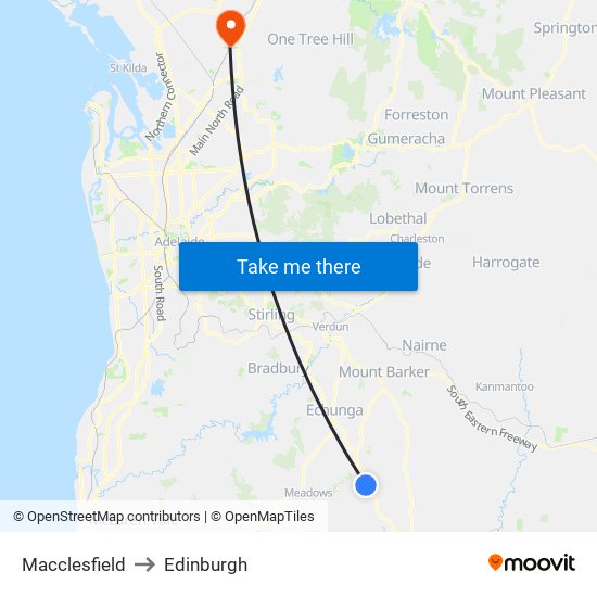 Macclesfield to Edinburgh map