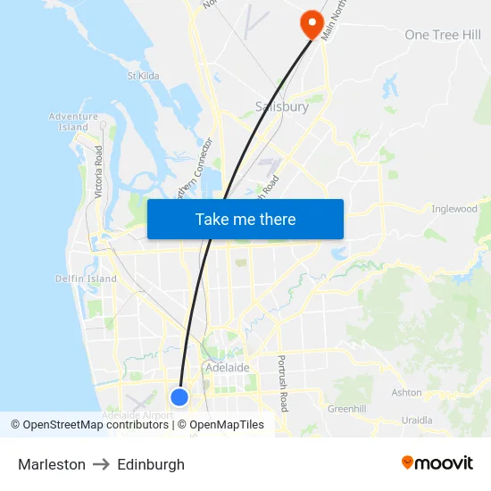 Marleston to Edinburgh map