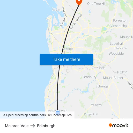Mclaren Vale to Edinburgh map