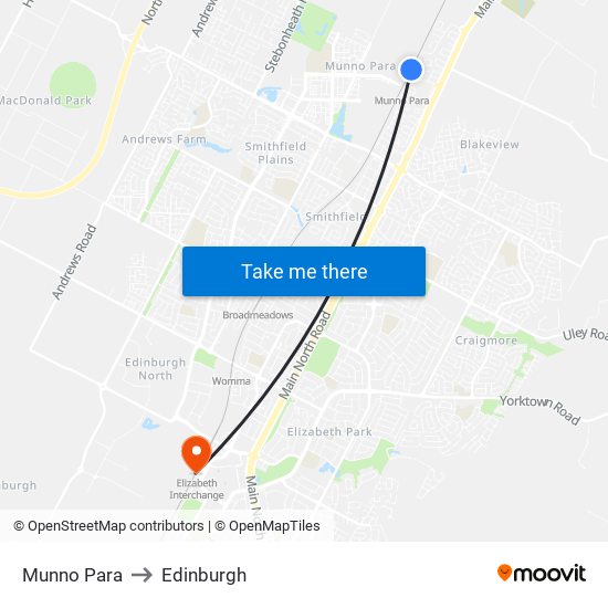 Munno Para to Edinburgh map