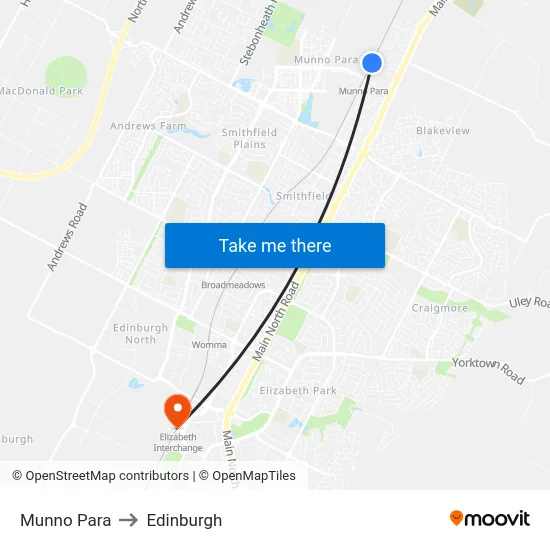 Munno Para to Edinburgh map