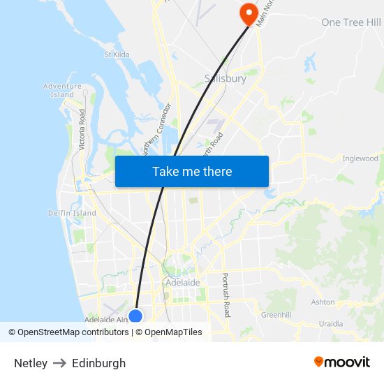 Netley to Edinburgh map