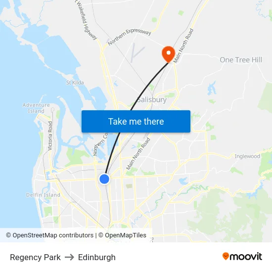 Regency Park to Edinburgh map