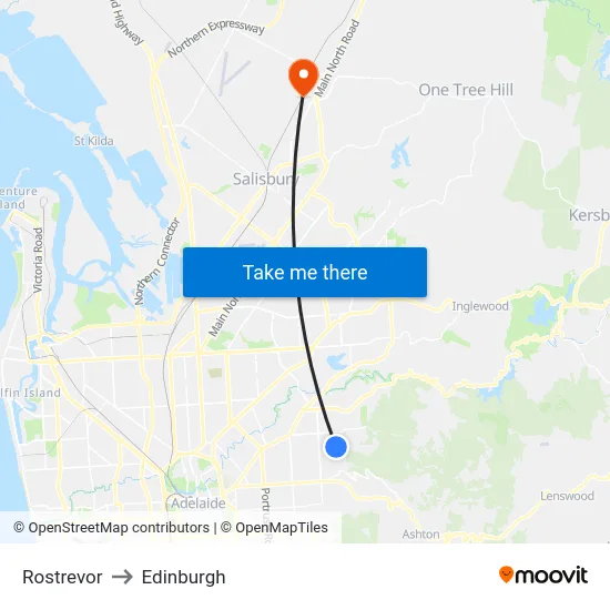 Rostrevor to Edinburgh map