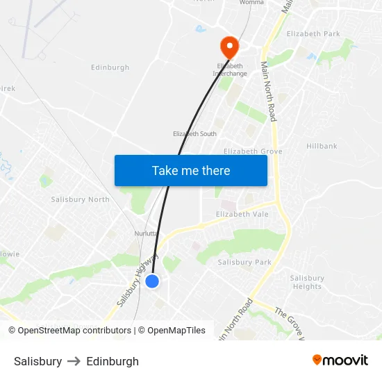 Salisbury to Edinburgh map