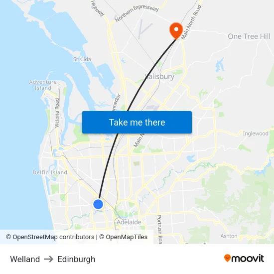 Welland to Edinburgh map