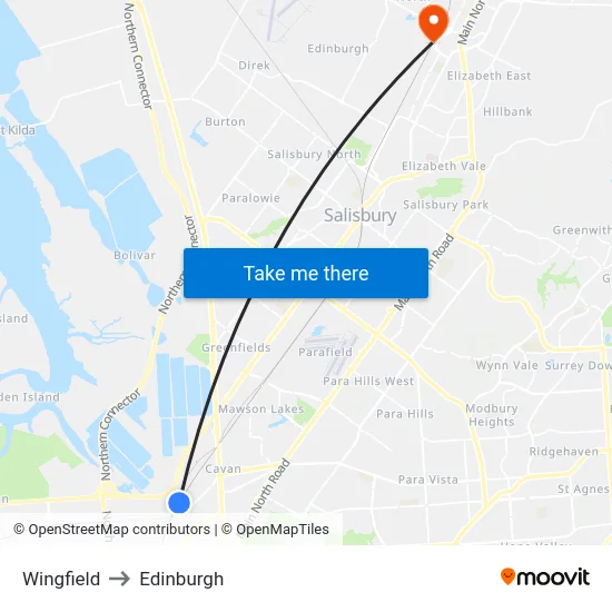 Wingfield to Edinburgh map