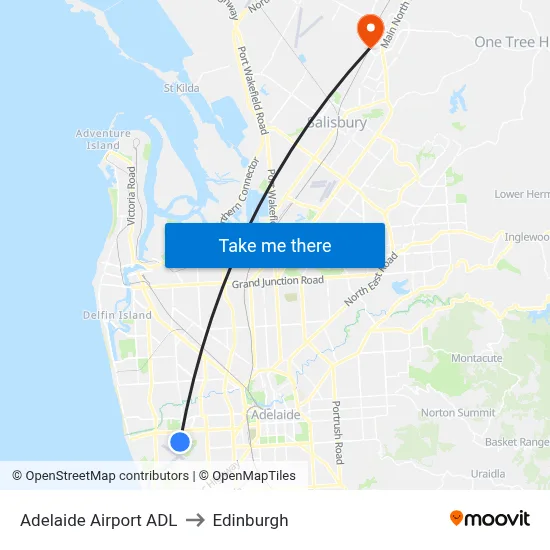 Adelaide Airport ADL to Edinburgh map