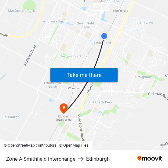 Zone A Smithfield Interchange to Edinburgh map