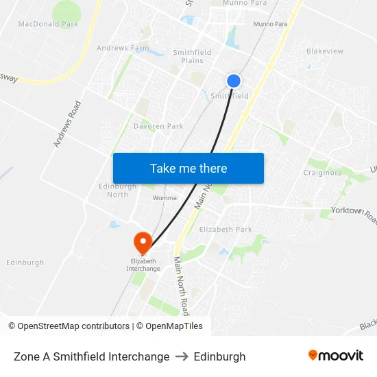 Zone A Smithfield Interchange to Edinburgh map