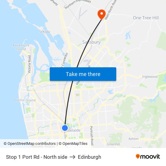 Stop 1 Port Rd - North side to Edinburgh map