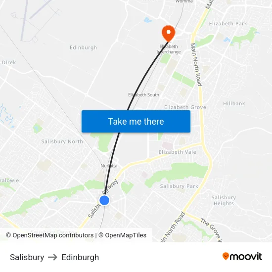 Salisbury to Edinburgh map