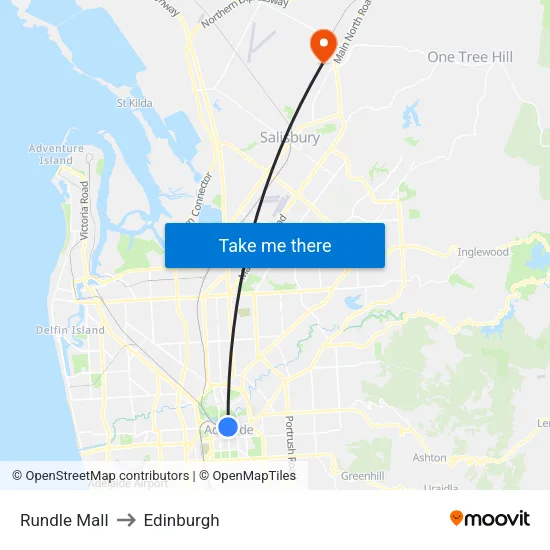 Rundle Mall to Edinburgh map