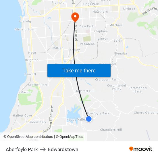 Aberfoyle Park to Edwardstown map
