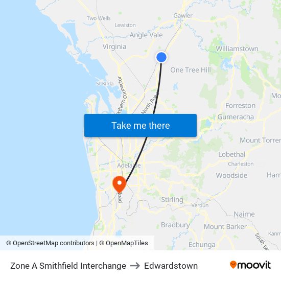 Zone A Smithfield Interchange to Edwardstown map