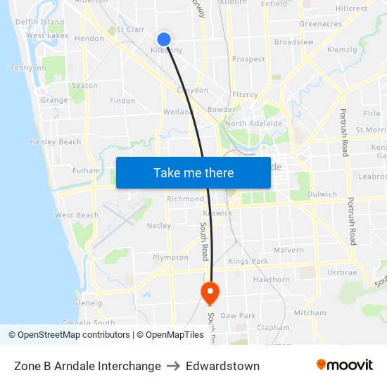 Zone B Arndale Interchange to Edwardstown map