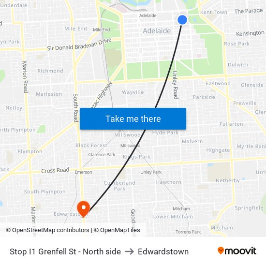 Stop I1 Grenfell St - North side to Edwardstown map