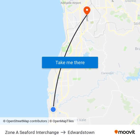 Zone A Seaford Interchange to Edwardstown map