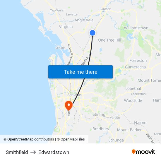 Smithfield to Edwardstown map