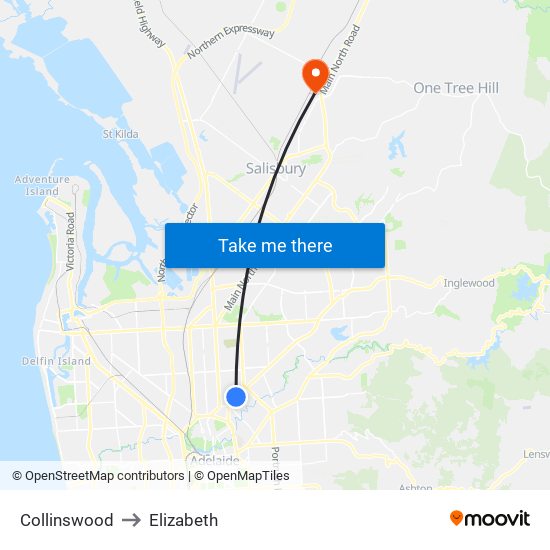 Collinswood to Elizabeth map