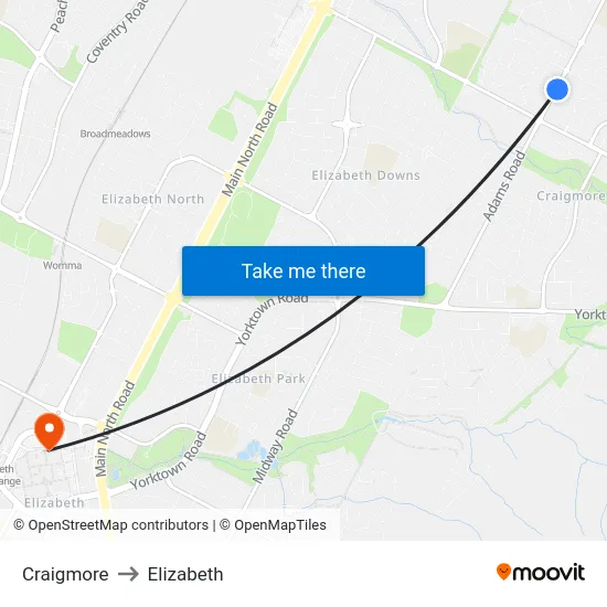 Craigmore to Elizabeth map